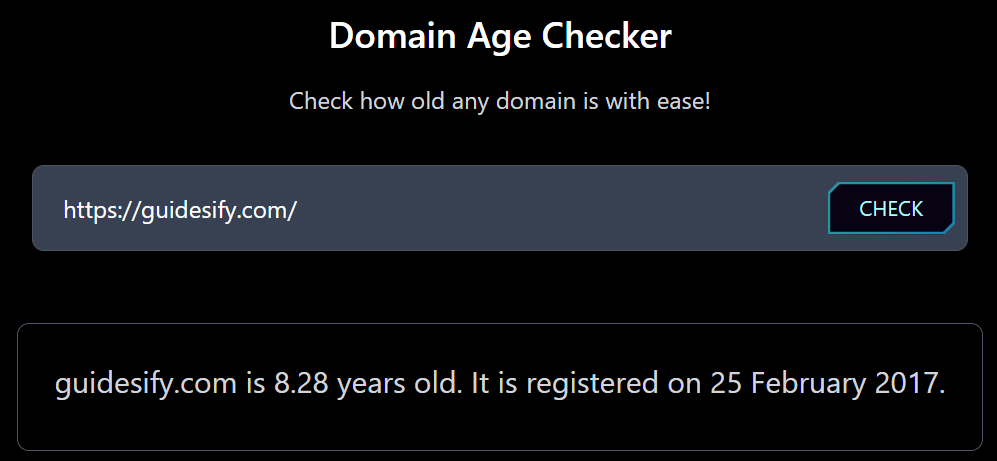 Domain Age Checker Preview