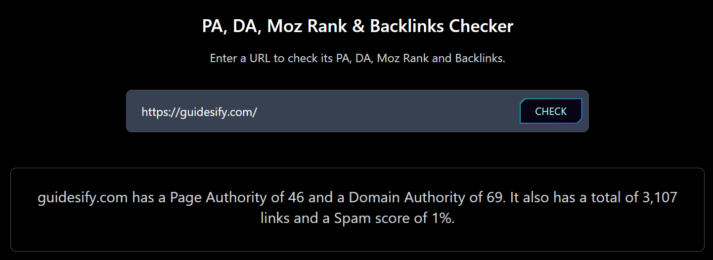 Domain Authority Checker Preview