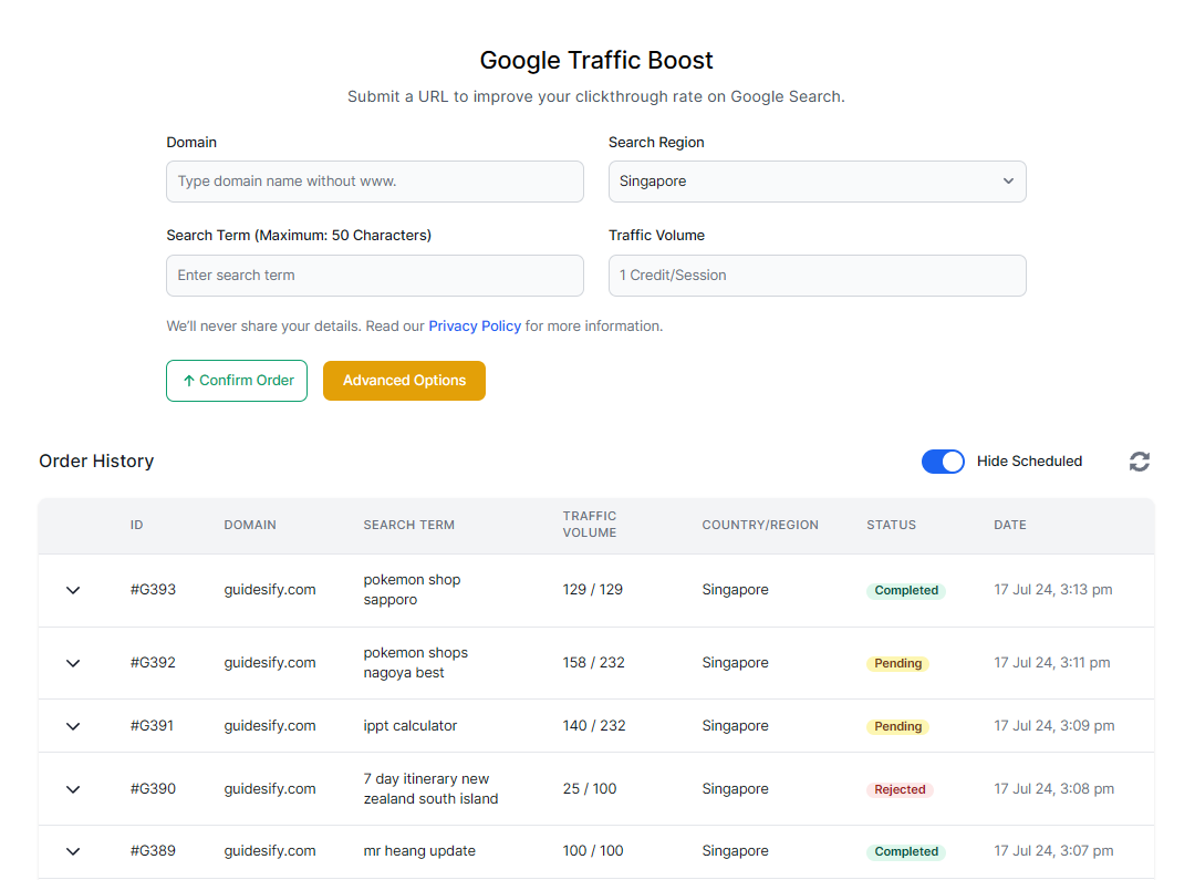 Completed Traffic Orders